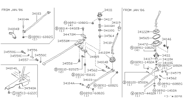1985 Nissan Maxima Transmission Control & Linkage Diagram