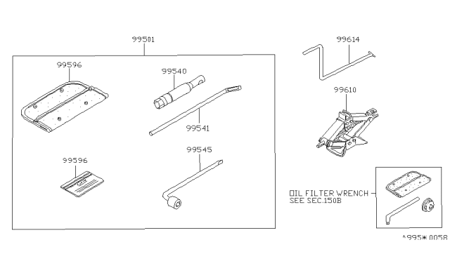 1988 Nissan Maxima Tool Kit & Maintenance Manual Diagram