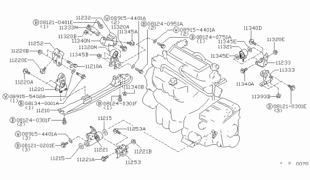 1986 Nissan Maxima Engine Mounting Bracket, Front Right Diagram for 11274-16E06