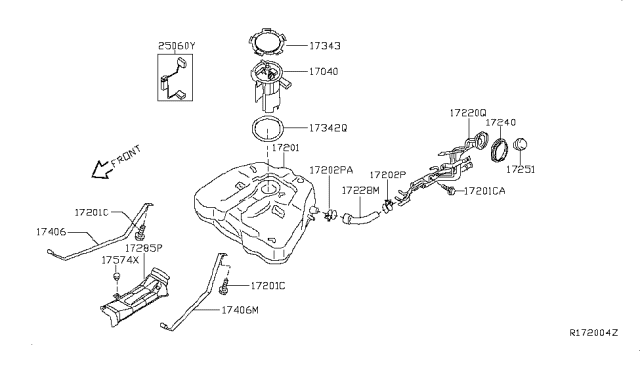 2009 Nissan Altima Complete Fuel Pump Diagram for 17040-JA00A