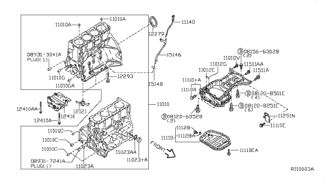 2007 Nissan Altima Cylinder Block & Oil Pan Diagram