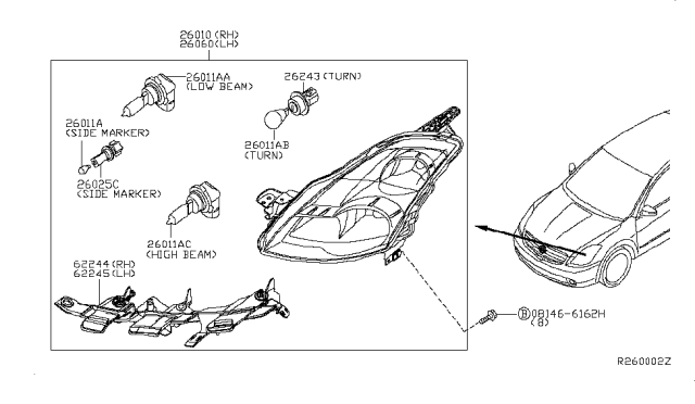 2011 Nissan Altima Headlamp Diagram