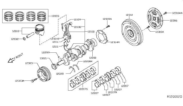 2011 Nissan Altima Piston,Crankshaft & Flywheel Diagram