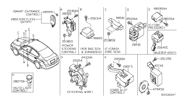 2010 Nissan Altima Body Control Module Assembly Diagram for 284B1-JA03B