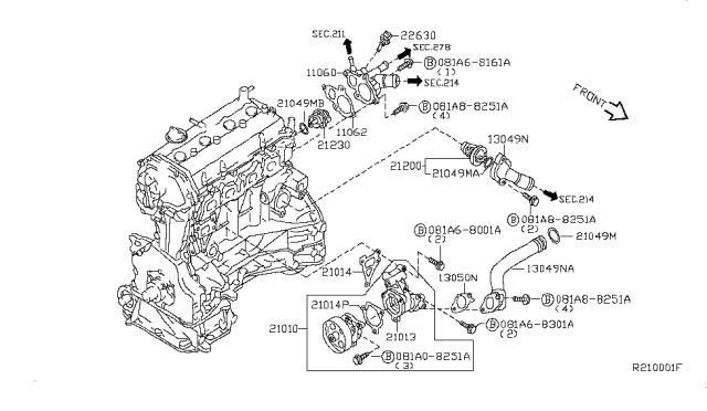 2007 Nissan Altima Water Pump, Cooling Fan & Thermostat Diagram
