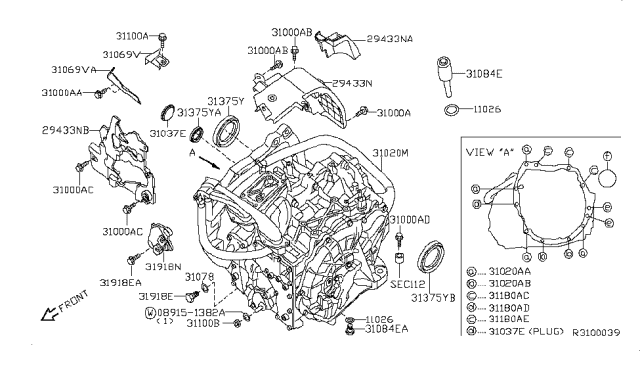2009 Nissan Altima Gasket-Drain Plug Diagram for 11026-JA80A
