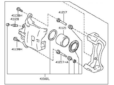 Nissan 41001-3LM0A CALIPER Assembly-Front RH, W/O Pads Or SHIMS