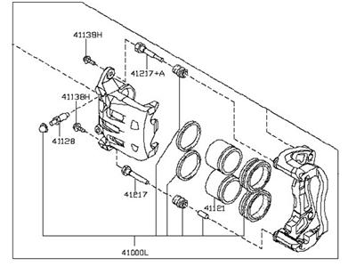 Nissan 41011-1AA0A CALIPER Assembly-Front LH,W/O Pads Or SHIMS