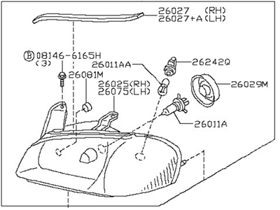 2003 Nissan Maxima Headlight - 26010-5Y725