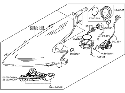 Nissan 26010-6GA2A Headlamp Assembly-Passenger Side